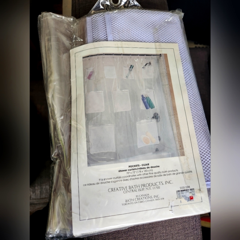 Shower Curtain with Multiple Storage Pockets - NWT - New With Tags